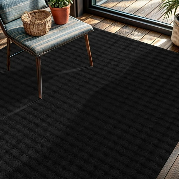 CAMILSON Ultra Soft High Pile Fluffy Non-Slip Indoor Area Rugs Black 5x7