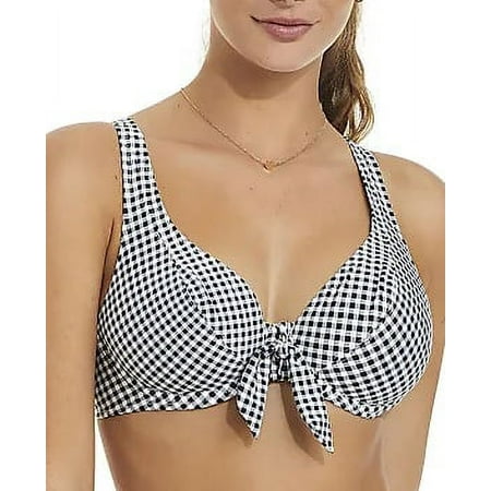 CAMIO MIO Gingham Plunge Bikini Swim Top, US Small, NWOT