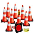 thumbnail image 1 of CAMMOO 10 Pack 28" PVC Safety Traffic Cones with Black Base, Road Parking Cone with Reflective Collar&Extra Caution Tape for Construction & Traffic Control, 1 of 9