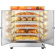 CAMMOO 133 Qt Commercial Food Warmer, 5-Tier 900W Countertop Heated Holding Cabinet with LED Light, Adjustable Shelves, Stainless Steel, for Restaurant & Catering