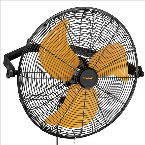 CAMMOO 18 Inch Wall Mount Fan, 360Tilt Adjustment, 3-Speed IP44 Industrial Commercial Outdoor Wall Fan for Greenhouse, Garage, Workshop, Warehouse, Covered Patio, 1 Pack