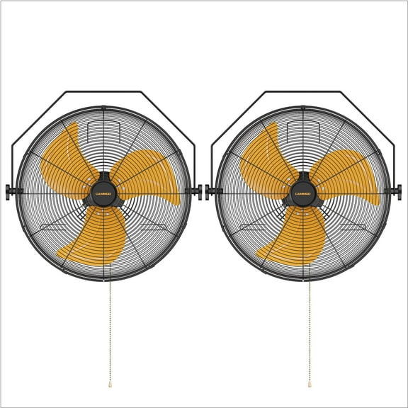 CAMMOO 2-Pack 18 Inch Wall Mount Fan, 360Tilt Adjustment, 3-Speed IP44 Industrial Commercial Outdoor Wall Fan for Greenhouse, Garage, Workshop, Warehouse, Covered Patio