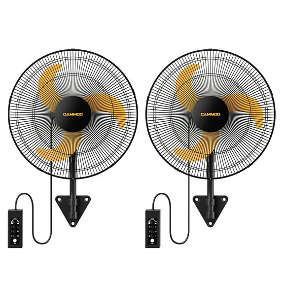 CAMMOO 2-Pack 18 Inch Wall Mount Fan Oscillating 3-Speed Industrial Commercial Outdoor Wall Fan for Greenhouse, Garage, Workshop, Warehouse, Horse Barn, Gym