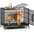 thumbnail image 1 of CAMMOO 48 Inch Heavy Duty Dog Crate with 360° Swivel Caster Wheels, Chew Proof Reinforced Square Tube Dog Kennel, Large Indoor Dog Cage with Easy Clean Floor, 1 of 9