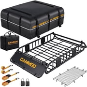 CAMMOO 54"x34" Roof Rack Basket, Removable Fairing & Support Bars for Kayaks/Long Gear, 15 Cu.Ft Waterproof Soft Bag+Lock+Net+Strap 200Lbs Capacity Rooftop Cargo Carrier for SUV Truck Camping