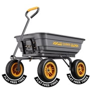 CAMMOO 600 lbs Heavy Duty Garden Dump Cart, 4 Cu. Ft. Utility Wagon with 10" No-Flat Tires, Quick-Release Dumping for Yard, Lawn, Landscaping & Gardening