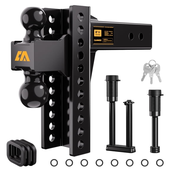 CAMMOO 8 inch Adjustable Trailer Hitch for 2.5 inch Receiver, Heavy Duty 22000 lbs Tow Hitch Ball Mount for Trucks SUVs RVs, Class III IV V Truck Hitch with 2" & 2-5/16" Dual Balls, Anti-Theft Lock,