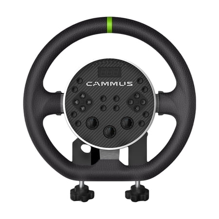 CAMMUS Racing Simulator C5 ,Genuine Leather Wheel Cover + Real Force Feedback, Magnetic Paddle Shifters,PC - Black