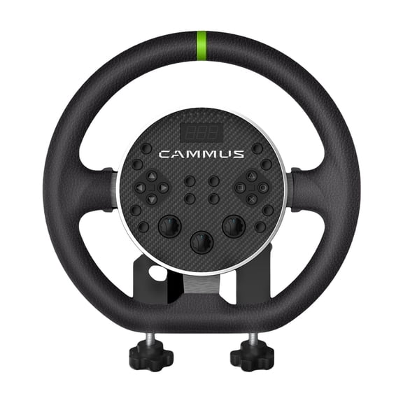 CAMMUS Racing Simulator C5 Genuine Leather Wheel Cover + Real Force Feedback, Magnetic Paddle ShiftersPC - Black