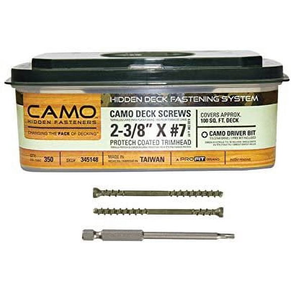 National Nail Camo Deck Screw 345148 Side-Angle Entry T15 Drive - #7 Thread - Pack Of 1 Construction & DIY Use, Standard Hardware Spec