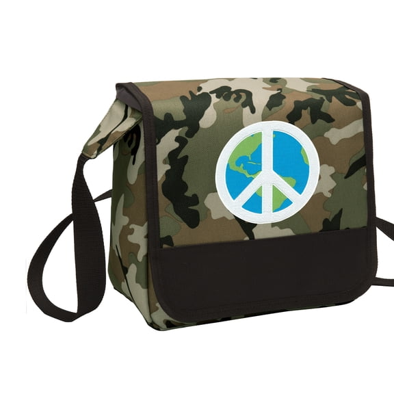 CAMO Peace Sign Lunch Bag Stylish World Peace CAMO Lunchbox Cooler for School or Office - Men or Women