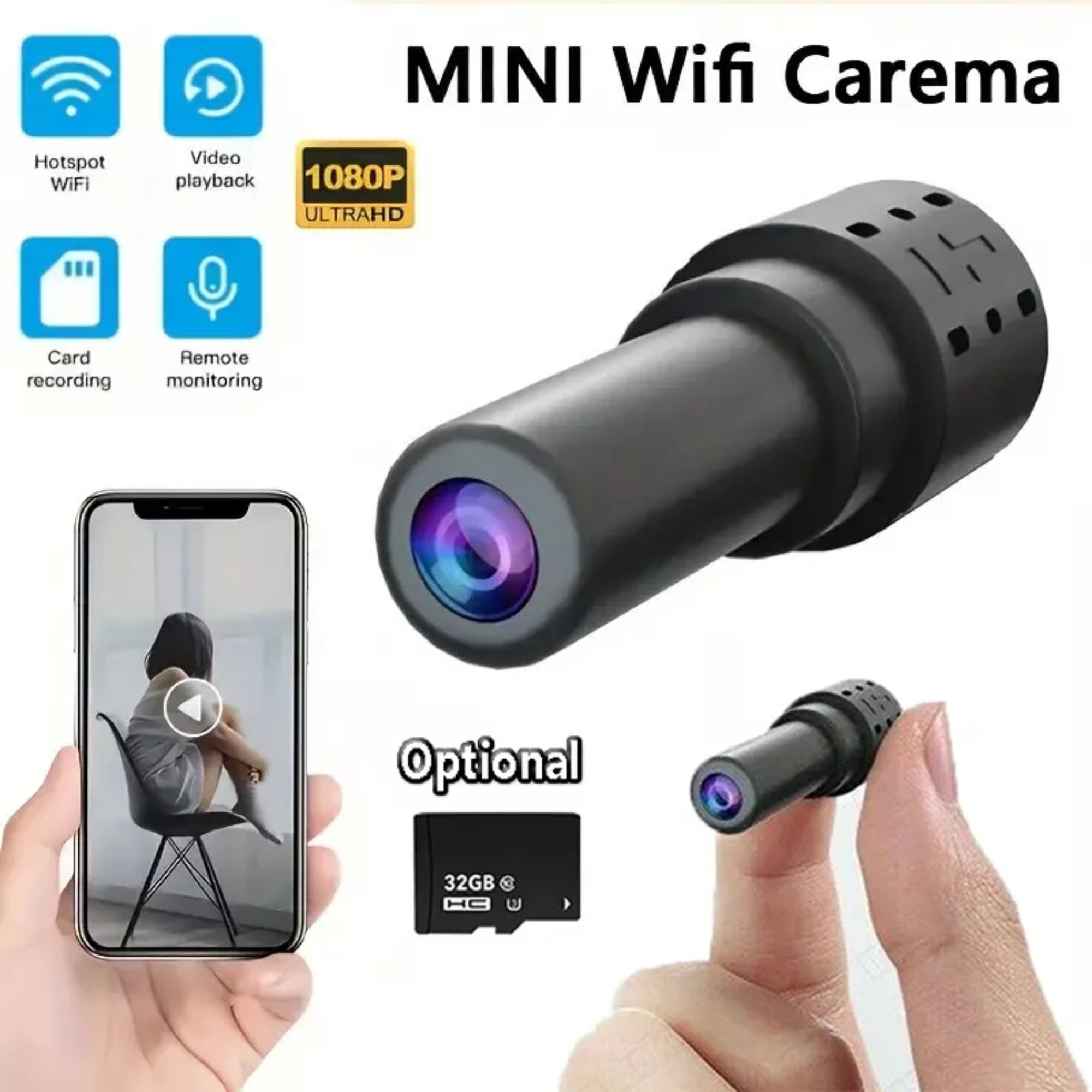 CAMOTUSE 1080P Mini Camara Oculta De Seguridad Espia WiFi Inalambrica Con Audio y Video
