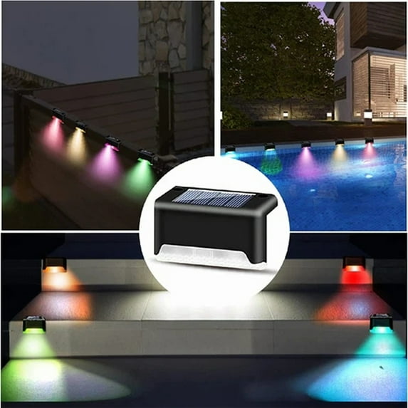 CAMOTUSE 16Pcs Solar 7 Color Changing Led Bright Deck Step Lights Outdoor Garden Patio Lighting