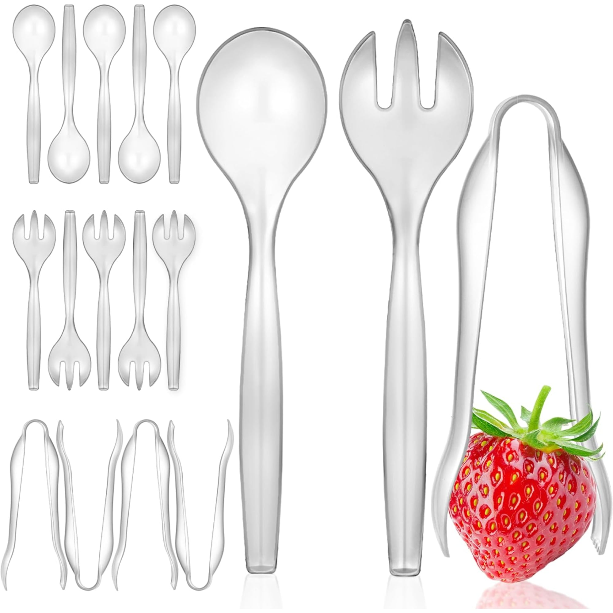 CAMOTUSE 18 Count Disposable Serving Utensils, Clear Plastic Utensils