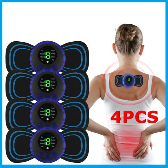 CAMOTUSE 4PCS Dual Unit Electric Pulse Massager for Muscle Stimulation & Pain Relief Therapy - TENS EMS Muscle Stimulator Machine