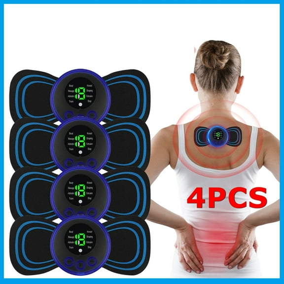CAMOTUSE 4PCS Dual Unit Electric Pulse Massager for Muscle Stimulation & Pain Relief Therapy - TENS EMS Muscle Stimulator Machine