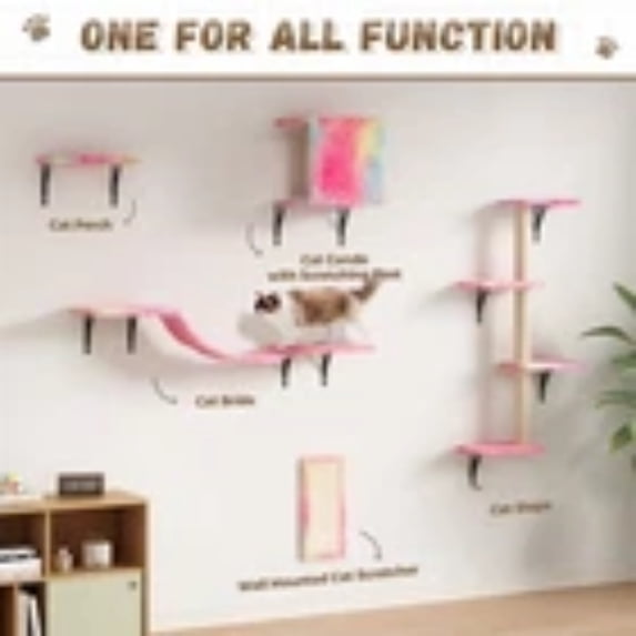 CAMOTUSE 5 PCS Cat Wall Shelves Cat Wall Climber Set Cat House Scratching Board