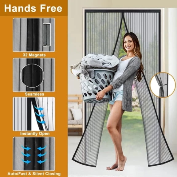 CAMOTUSE Magnetic Mosquito Net Door 39x83  Durable Mesh Curtain with Secure Magnets, Ideal for Front Entry Doors