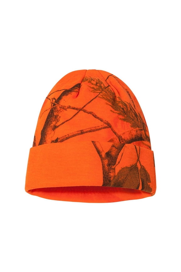 Camouflage Hunting Knit Cap with Acrylic Lining, Cotton Blend, 12 inch, ALL PURPOSE BLAZE ORANGE