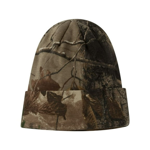 Camouflage Hunting Knit Cap with Acrylic Lining, Cotton Blend - 12 inch, Realtree All Purpose