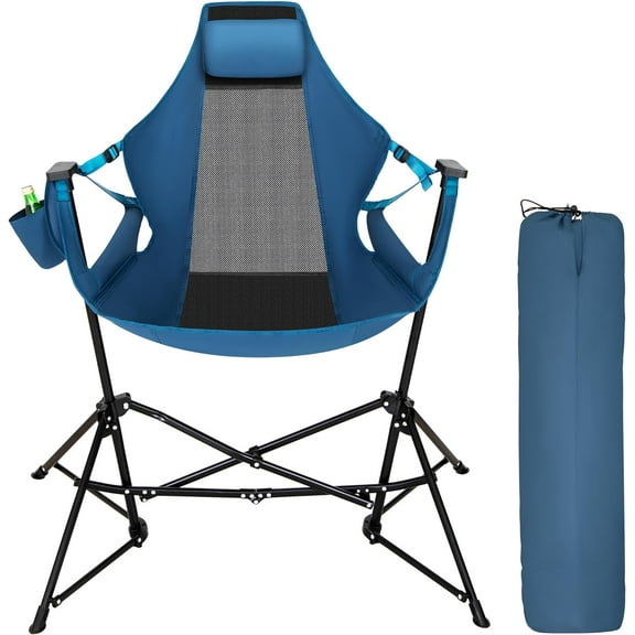 LET'S CAMP Hammock Chair Portable Camping Chair Oversized Folding Rocking Chair with Headrest and Cup Holder for Travel, Picnic, Patio, Fishing, Supports 300lbs