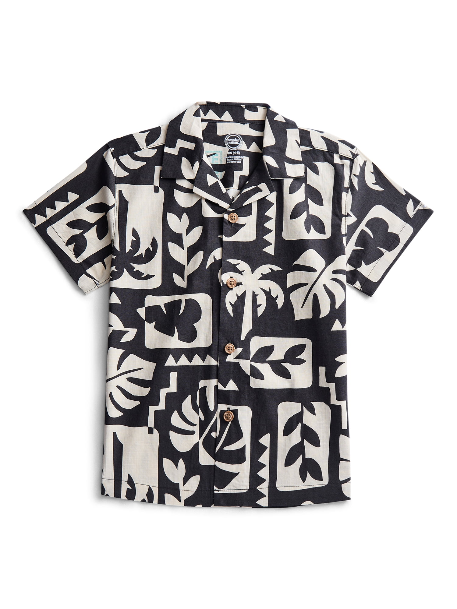 Wonder Nation Boys Camp Shirt, Sizes 4-18 & Husky