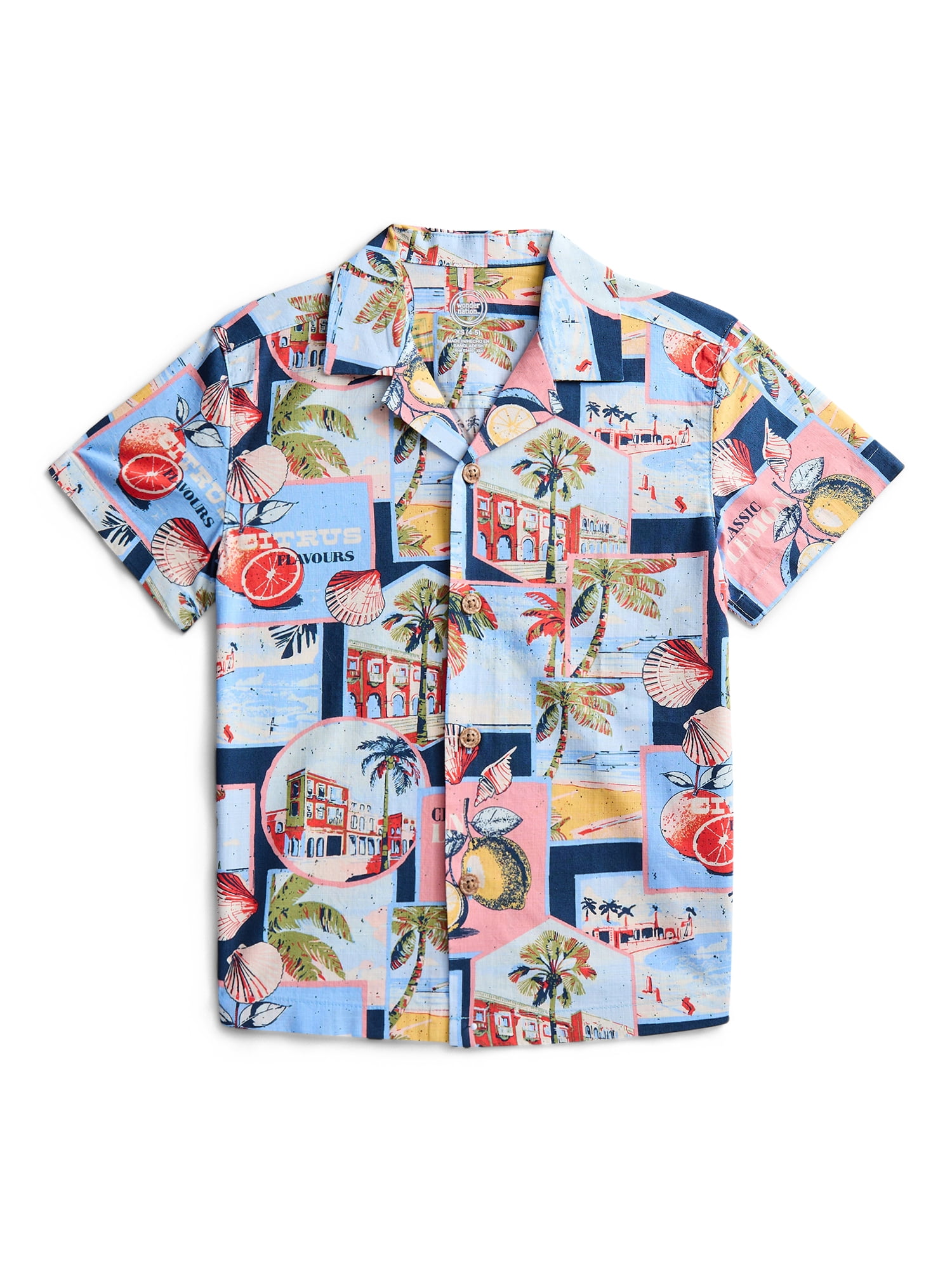 Wonder Nation Boys Camp Shirt, Sizes 4-18 & Husky