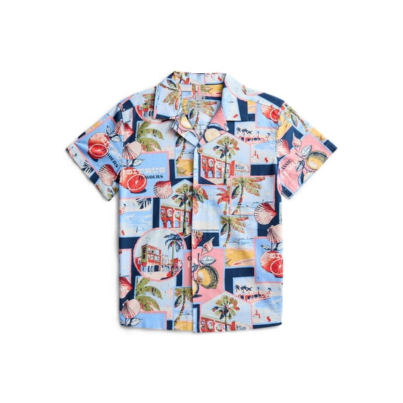 Wonder Nation Boys Camp Shirt, Sizes 4-18 & Husky