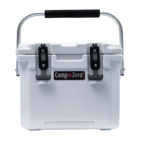CAMP-ZERO 10 Liter 10.6 Quart Cooler with 2 Molded In Cup Holders, White