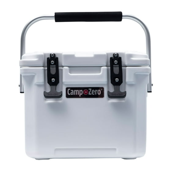 CAMP-ZERO 10 Liter 10.6 Quart Cooler with 2 Molded In Cup Holders, White