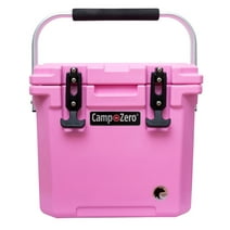CAMP-ZERO 12L Premium Cooler/Ice Chest with Carry Handle and 2 Molded-in Cup Holders with Drain Channels | Pink