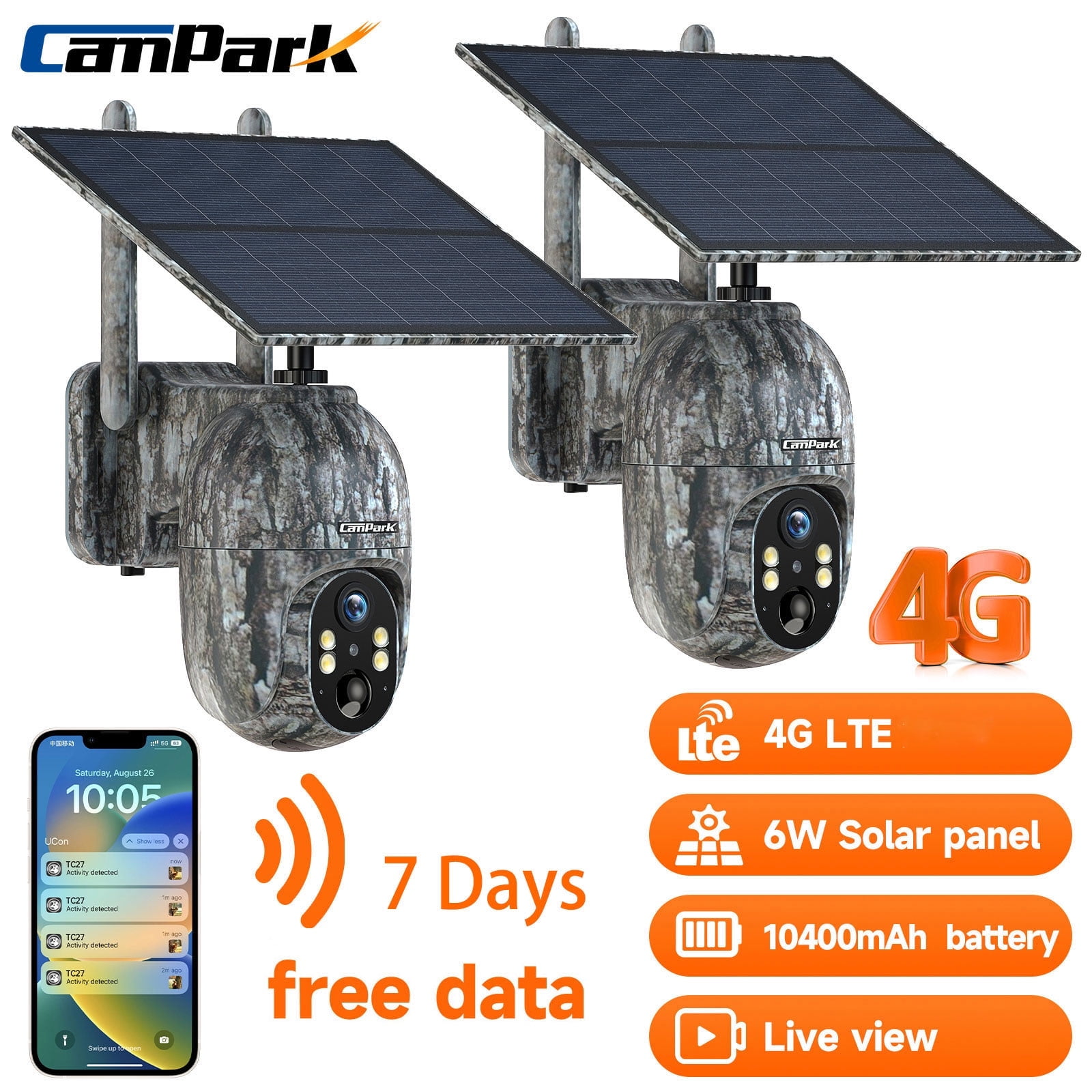 CAMPARK Pack 4G LTE Cellular Trail Camera Wireless, Solar Game