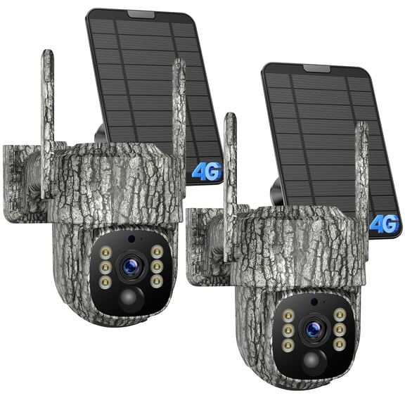 Campark 4G LTE Solar Trail Camera 2 pack 2.5K Cellular PTZ View Live Feed Auto Tracking Security Cameras Night Vision, Motion Activated for Outdoor