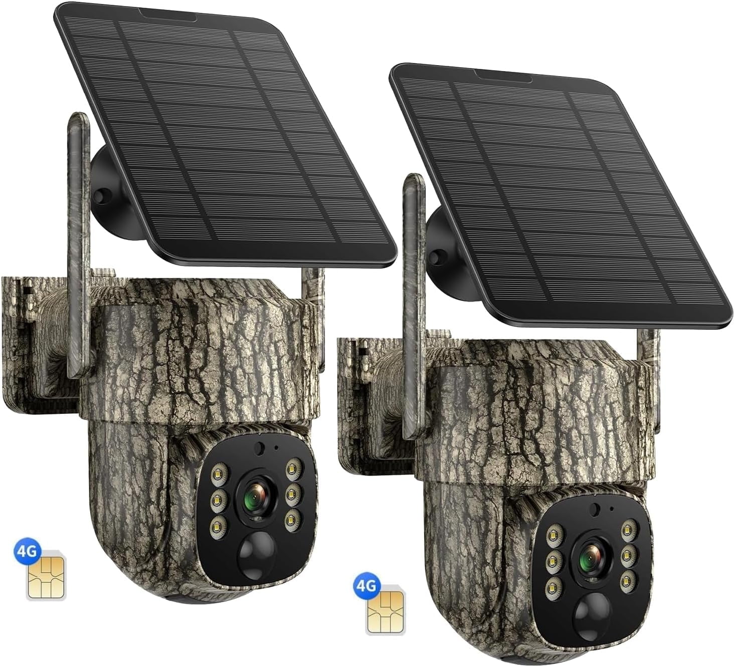 CAMPARK 4G LTE Cellular Trail Camera 2 Pack, 2.5K Game Cameras Built-in SIM Card Hunting Cameras Solar Wireless Battery with 360 View & Playback, Night Vision, Motion Activated Wildlife Cam