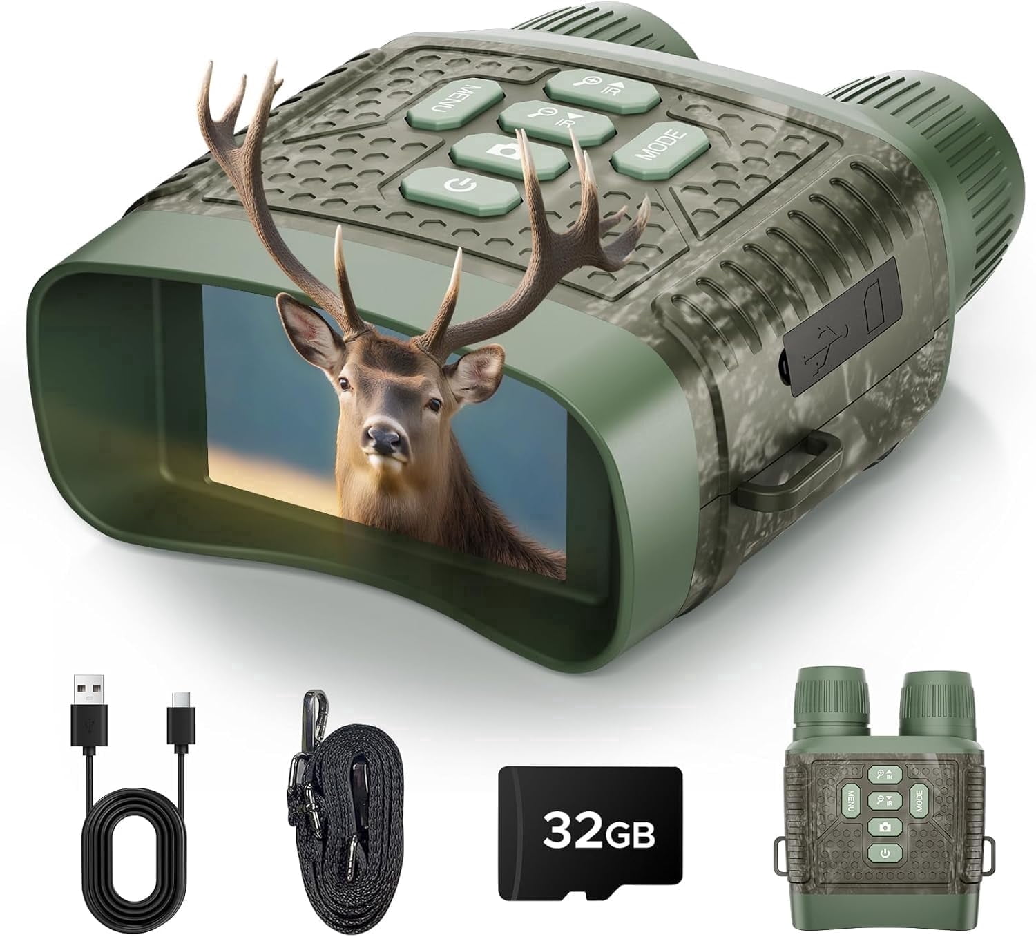CAMPARK Night Vision Goggles, 4K 48 MP Night Vision Binoculars 10X Zoom & 5000mAh Battery, 32GB Card Included, Infrared Vision, 1300ft Range, Perfect for Outdoor, Camping & Security