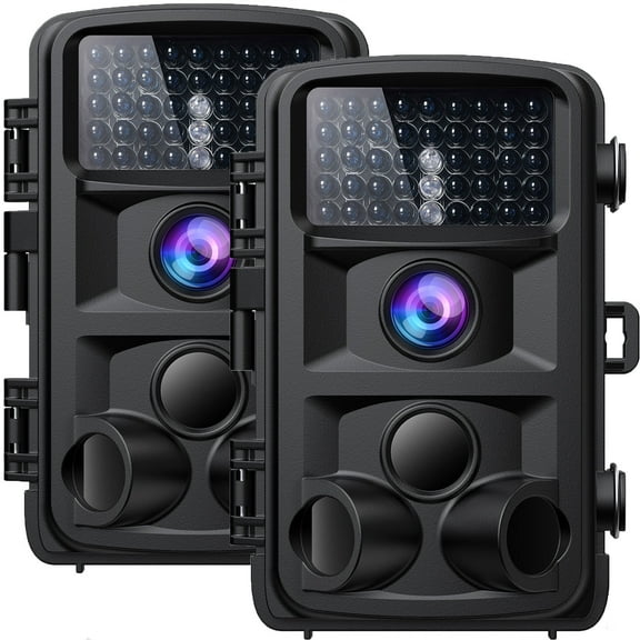 CAMPARK 2 Pack Trail Camera 16MP 1080P Game Deer Hunting Camera with 3 PIR Infrared Night Vision Fast Trigger Time Motion Activated Waterproof IP66 120 Wide Angel 2.4" LCD Trail Wildlife Camera