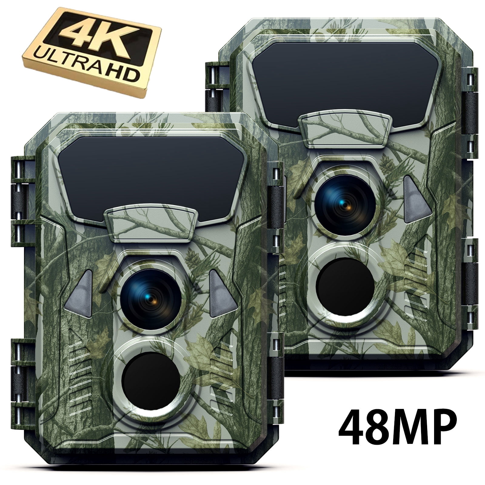 CAMPARK 2 Pack Trail Camera 48MP 4K Game Deer Hunting Camera with Night Vision Waterproof 120° Wide Angle Motion Activated 2.0" LCD Trail Cam for Wildlife Monitoring