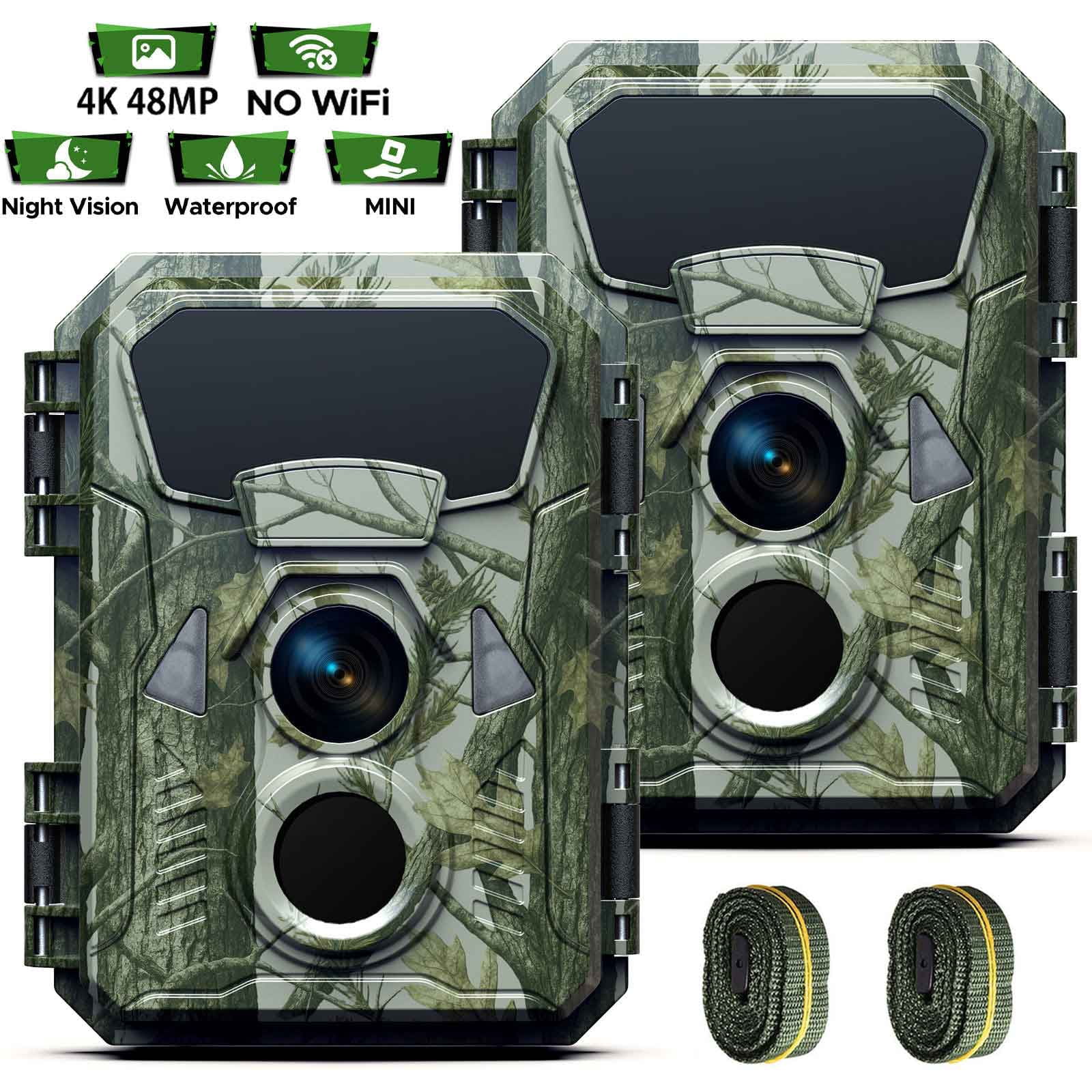 CAMPARK 2 Pack Trail Camera 4K 48MP Game Hunting Deer Camera with Night Vision Waterproof IP66 0.1s Trigger Time Latest Sensor Motion Time-Lapse 120°Wide-Angle 2.0” LCD for Wildlife Monitoring