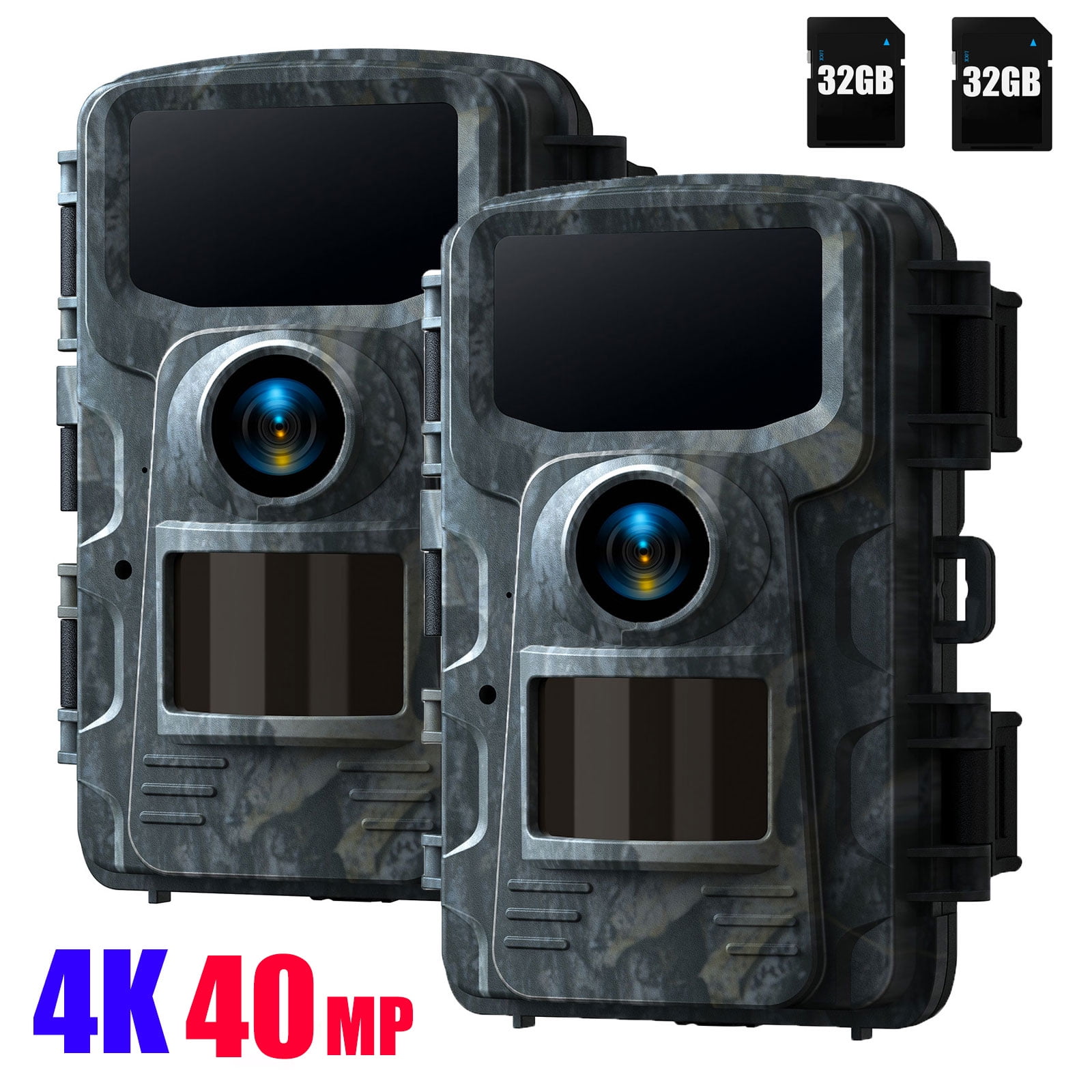 CAMPARK 2 Pack Trail Camera with SD Card 40MP 4K Game Hunting Deer