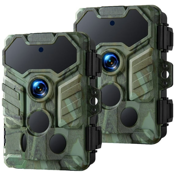 CAMPARK 2 Pack Trail Camera 32MP 1080P Game Cameras with WiFi, Bluetooth, Night Vision, Waterproof