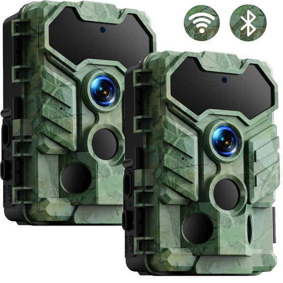 CAMPARK 2 Pack Trail Camera with Night Vision Motion Detection Waterproof IP66 32MP 1080P WiFi Game Camera for Hunting