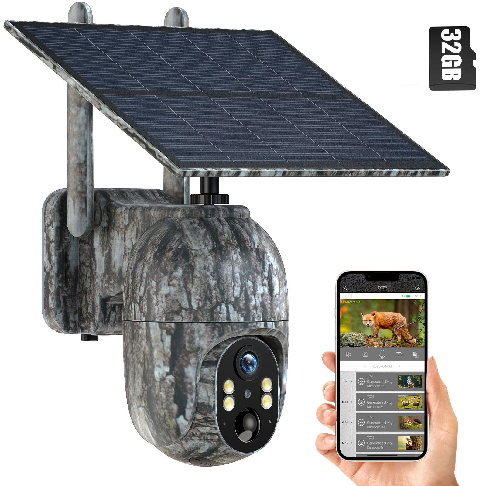 CAMPARK 4G LTE Cellular Security Camera Solar with SIM & SD Card, Wireless Outdoor No Wifi Smart Security Camera 2.5K HD PTZ Night Vision Motion Detection Waterproof Cloud Storage