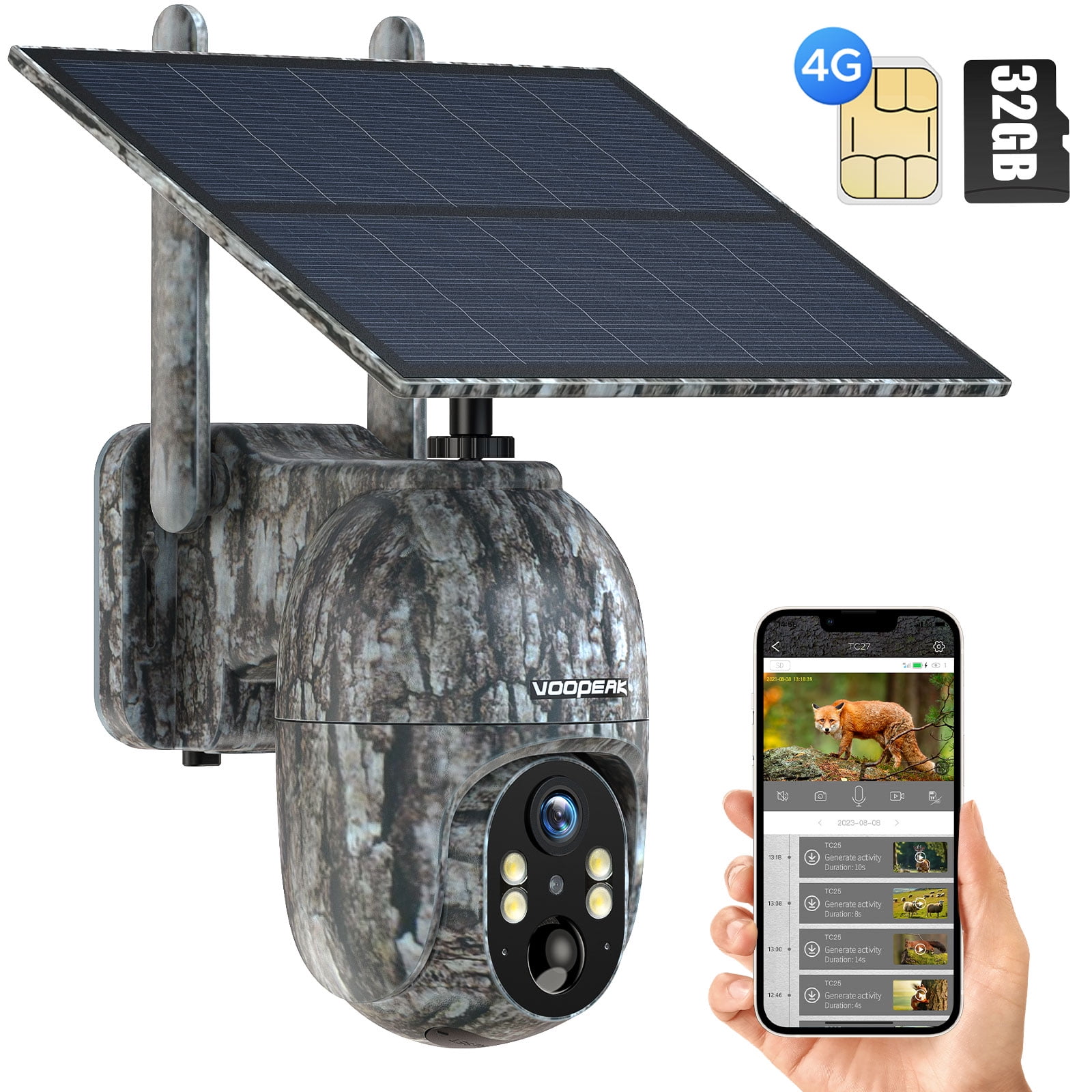CAMPARK 4G LTE Cellular Solar Trail Camera with SIM&SD Card, No WiFi