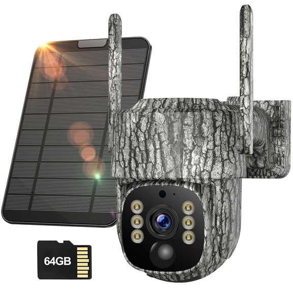 CAMPARK 4G LTE Cellular Trail Camera with SIM Card Solar Panel, 2.5K HD Game Wildlife Hunting Cameras Pan 360 Full View App Adjustment Night Vision Motion Activated