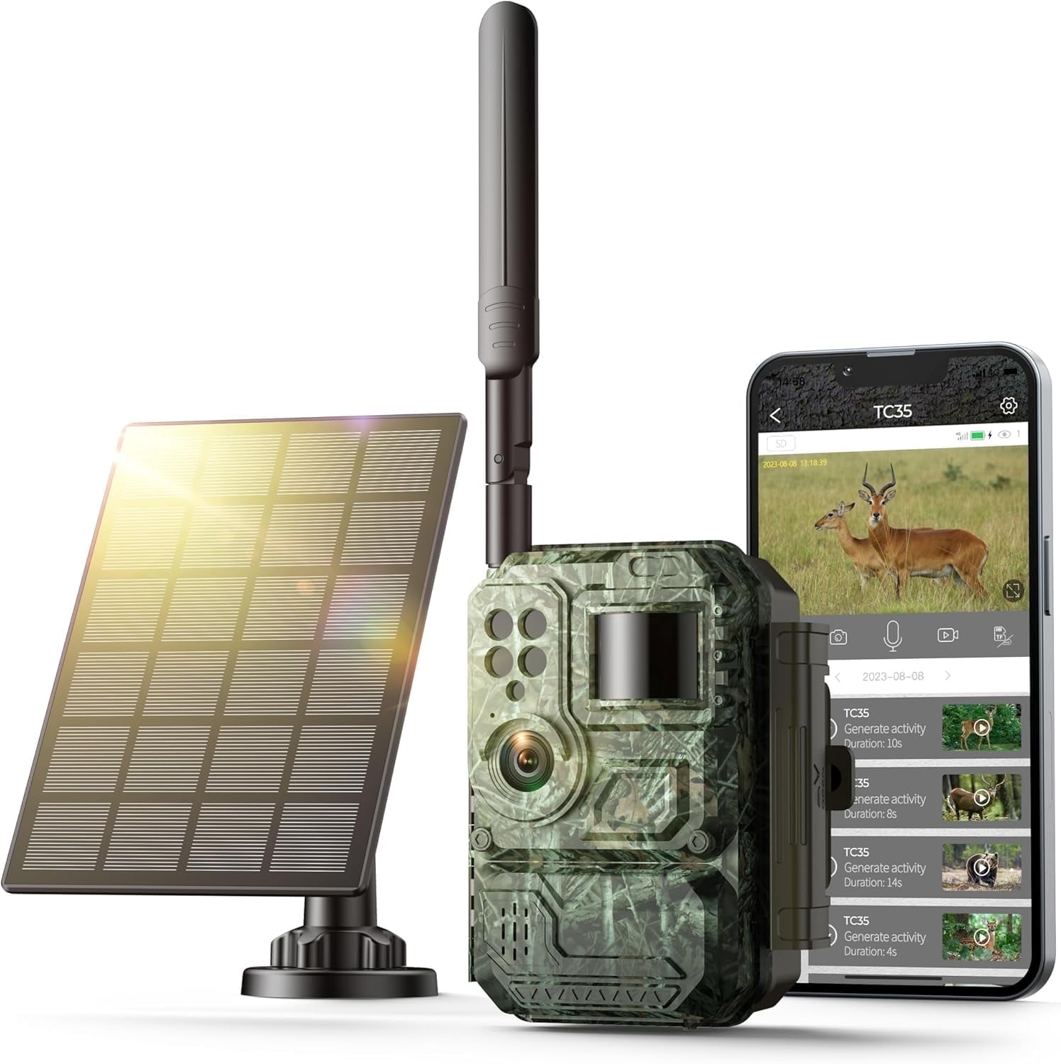 CAMPARK Cellular Trail Camera with Live Streaming - 4G LTE Unlimited Data Solar Game Camera with Color Night Vision, 0.1s Trigger Motion Activated, Real-Time Alerts for Wildlife Monitoring
