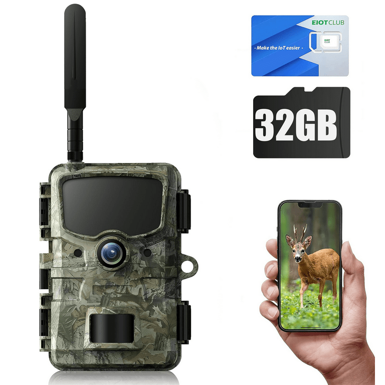 4G LTE Cellular Trail Cameras Include SD/SIM Card, Remote Phone Control, 2K  Live Feed, 360° Full View, Solar Game/Hunting/Wildlife Cam Motion