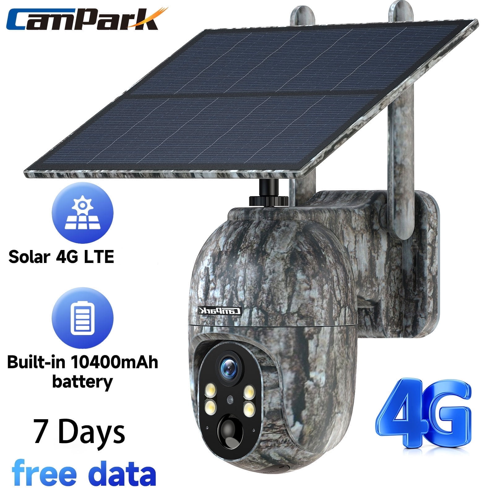 CAMPARK 4G LTE Cellular Trail Camera, Solar, 2.5K HD, Waterproof ...