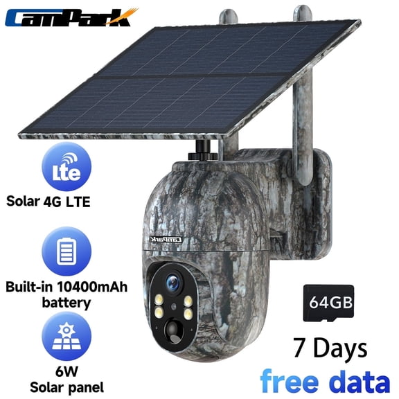 CAMPARK 4G LTE Cellular Trail Wireless Camera with SD&SIM Card 1080 Live View Solar No WiFi Game Hunting Wildlife Camera with Night Vision Waterproof 360° PTZ View Security Cam for Outdoor Monitoring