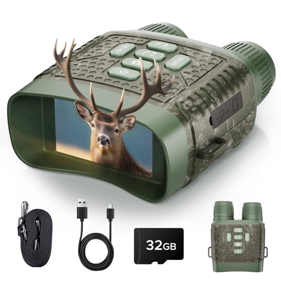 CAMPARK 4K Night Vision Goggles, 48MP Night Vision Binoculars,3'' HD Screen& 10X Zoom & 5000mAh Battery, 32GB Card Included, Infrared Vision, 1300ft Range, Perfect for Outdoor, Camping & Security