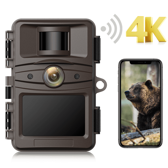 CAMPARK WiFi Trail Camera 4K 32MP Buletooth Deer Game Hunting Camera PIR Sensors with Low-glow Infrared Night Vision Motion Activated IP66 Waterproof 120 Wide Angle for Wildlife Monitoring